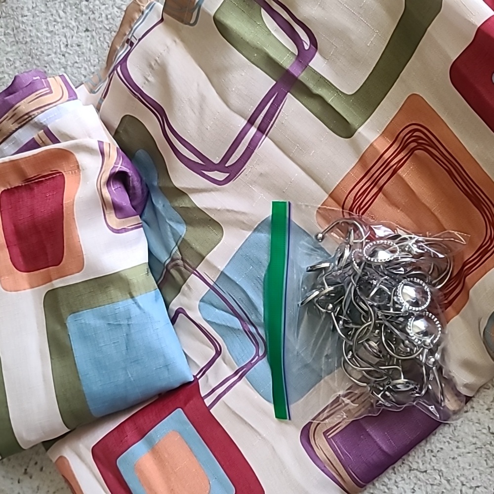 Set of 2 Shower Curtains and Hooks